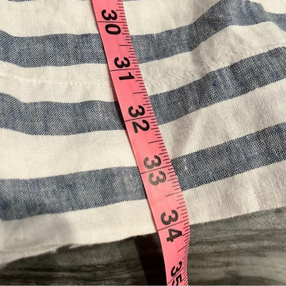 J. Jill Love Linen Striped Skirt Side Buttons Pockets S/M - Picture 7 of 8